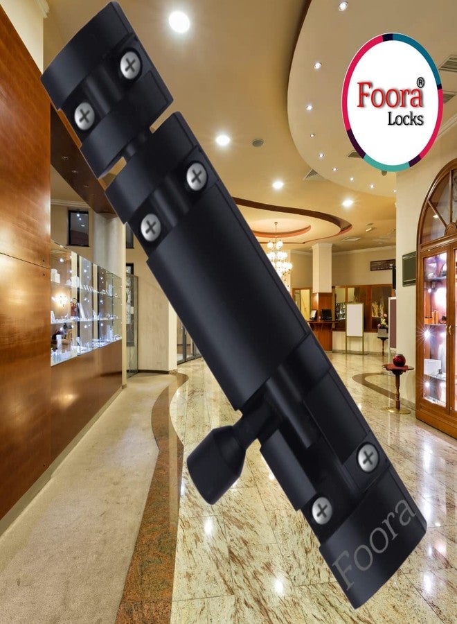 Foora Export Premium Black Tower Bolt - 4 Inch Luxury Aluminum Body (Chatakni) with Stainless Steel Rod and Knob for Doors, Windows, Gates (Black Finish) - Image 5
